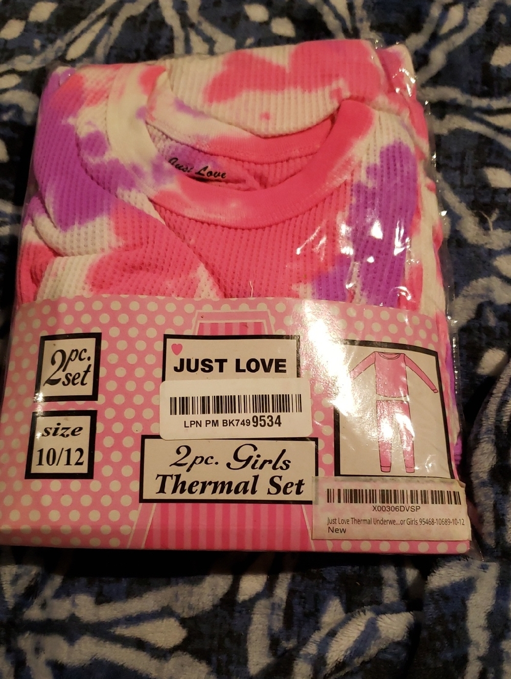 Just Love Pink & Purple Tie-Dye Thermal Pajama Set